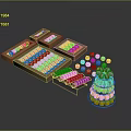 Colorful Candy Display With Assorted Chocolate And Stacked Sweet Treats