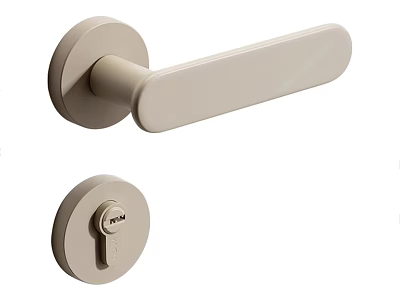 Modern Minimalist Beige Door Handle With Long Bar And Keyhole Plate 3d model