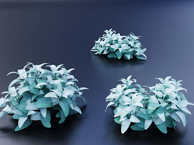 Three Green Plant Shaped Decorative Lights With Turquoise Leaves And White Spots On Dark Background 3d model