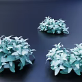 Three Green Plant Shaped Decorative Lights With Turquoise Leaves And White Spots On Dark Background