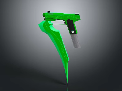 Green Futuristic Weapon Design With Long Sharp Blade And Sleek Handle 3d model