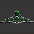 Elegant Silver Crown Decorative Accessory With Green Gemstones Inlaid Design