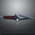 Modern Dagger With Red Diamond Pattern Handle And Blue Metallic Blade Sleek Design