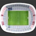 Modern Football Stadium Model Featuring Green Pitch Red Blue Seats And N12 Billboards