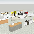 Modern Stylish Reception Desks With Various Designs Different Materials And Countertops 3d model