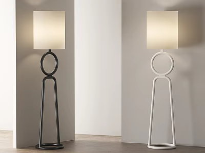 Modern Black And White Floor Lamps With Geometric Base And Light Shade 3d model
