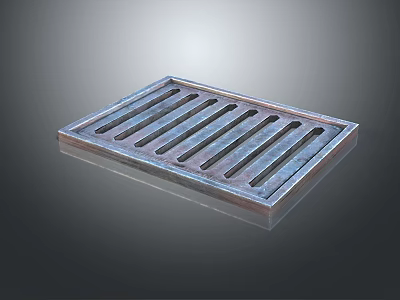 Metal Rectangular Floor Drain Grate With Slotted Openings And Smooth Surface 3d model