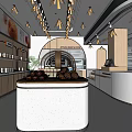 Modern Dessert Shop Interior With Display Shelves And Fresh Pastries Counter