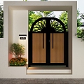 Modern villa garden entrance door 3d model