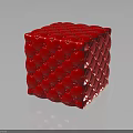 Elegant Red Cube Shaped Furniture Piece With Quilted Surface Pattern Design 3d model
