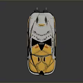 Futuristic Yellow And Silver Vehicle With Sleek Body And Streamlined Design Features