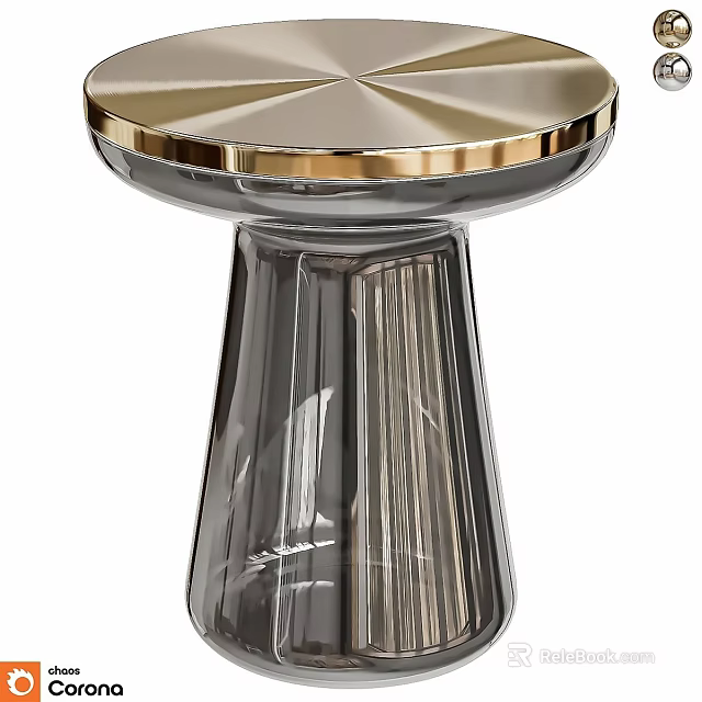Elegant Modern Dining Table With Golden Edge And Transparent Glass Base Design 3d model 