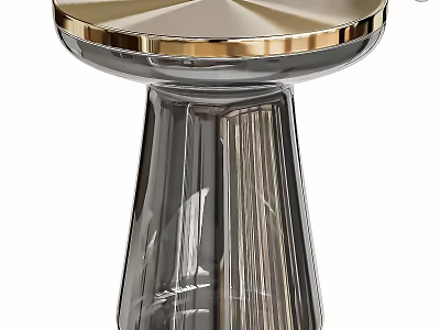 Elegant Modern Dining Table With Golden Edge And Transparent Glass Base Design 3d model