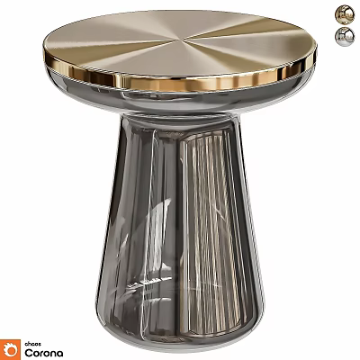 Elegant Modern Dining Table With Golden Edge And Transparent Glass Base Design 3d model