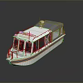 White Police Patrol Boat With Blue Red Emergency Lights And Canopy Cover