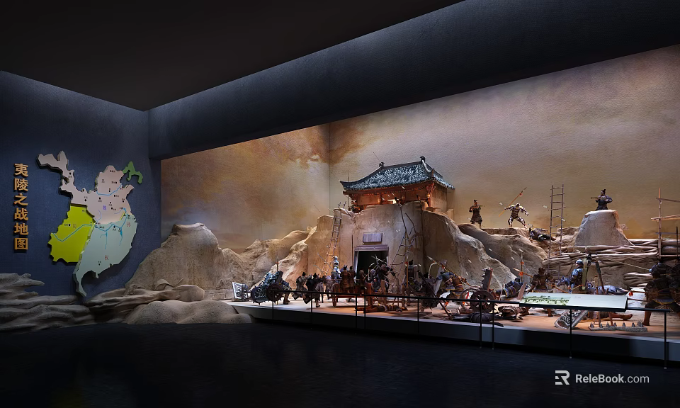 Cartoon Style Historical Scene Model Featuring Rock Formations Ancient Pavilion Figures And Col Israel Map 3d model 
