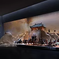 Cartoon Style Historical Scene Model Featuring Rock Formations Ancient Pavilion Figures And Col Israel Map