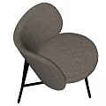 Modern Gray Upholstered Leisure Chairs With Black Metal Legs For Living Space