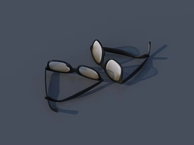 Trendy Black Sunglasses Featuring Round Lenses Placed On Gray Background 3d model