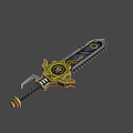 Hand painted chain saw dagger 3d model