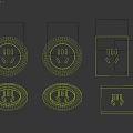 Modern Switch Panels with Round and Square Shapes White Black and Dimensions 6.24cm 5.20cm