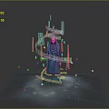 Spiritual Scene With Blue Hijab Woman Glowing Arabic Calligraphy And Floating Light Particles