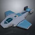 Futuristic Blue And White Aircraft With Streamlined Body And Angular Wings 3d model