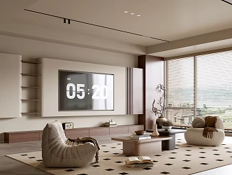 Modern Style Living Room Antique Living Room Sofa Coffee Table Combination Leisure Sofa Chair Jewelry Background Wall 3d model