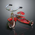 Children's Red Rusty Tricycle With Classic Design And Retro Features For Kids