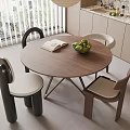 Middle ancient style dining table and chair combination solid wood dining table round dining table 3d model