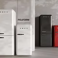 Retro Design Refrigerators Freezers in White Black Red for Stylish Home Kitchens