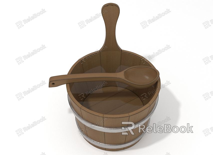 Modern bucket bucket wooden spoon model