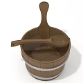 Wooden Washing Bucket With Matching Wooden Scoop For Household Cleaning Supplies