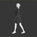 Women's Long Sleeve Knitted Dress with Textured Pattern and Flared Hem Design