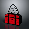 Red And Black Duffel Bag With Durable Handles And Stylish Design 3d model