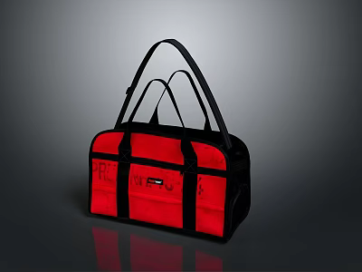 Red And Black Duffel Bag With Durable Handles And Stylish Design 3d model