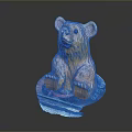 Cute Brown Bear Toy Figurine With Smooth Fur And Colorful Base Design