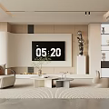 Modern Living Room Interior With Sofa Coffee Table TV Rug And Decorative Sculpture