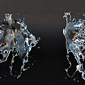 Transparent Water Splash Dynamic Splashing Form With Liquid Motion On Black Background 3d model