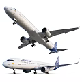 Lufthansa Passenger Aircraft With White Body Blue Tail In Flight And On Ground