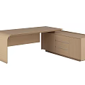 Modern Minimalist Wooden Office Desk With Storage Drawers And Smooth Surface