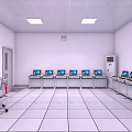 School Computer Lab With Rows Of Computers And Student Desks 3d model