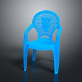 Ergonomic Blue Plastic Leisure Chair With Perforated Backrest And Armrests