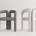 Modern Stylish Dining Chairs With Gray And White Upholstery And Curved Armrests Design