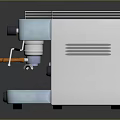 Stainless Steel Espresso Machine With Dual Spouts Transparent Cover Pressure Gauges And Control Knobs