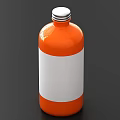 Orange Plastic Bottle With White Label And Silver Cap On Dark Background 3d model