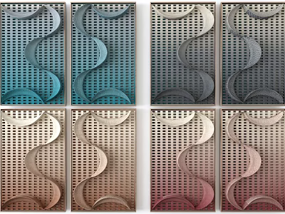 Decorative Perforated Panels With Wave Patterns In Various Colors For Interior Decor 3d model