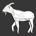 Low Poly White Goat Figure With Orange Horns Yellow Eyes And Black Background