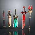 Detailed Colorful Pixel Style Fantasy Weapons With Glowing Effects And Unique Designs