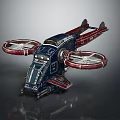 Futuristic Space Exploration Vehicle With Dual Red Propellers And Blue Metallic Exterior Design